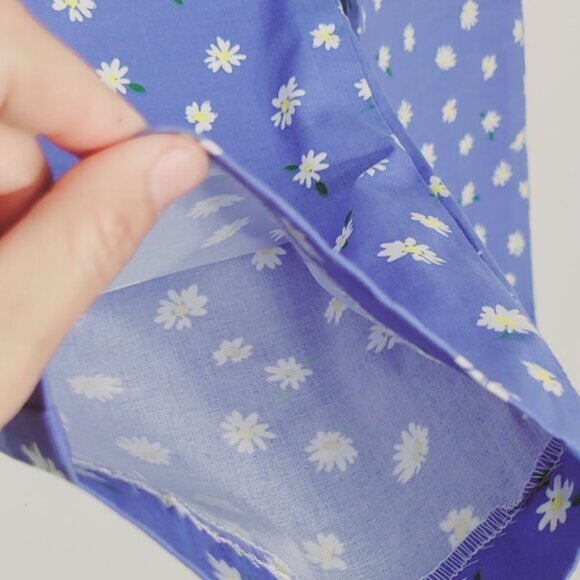 Zara Blue Pants Daisy Print Cropped High Waisted Cotton Blend Zipper XS NWOT - Picture 4 of 12